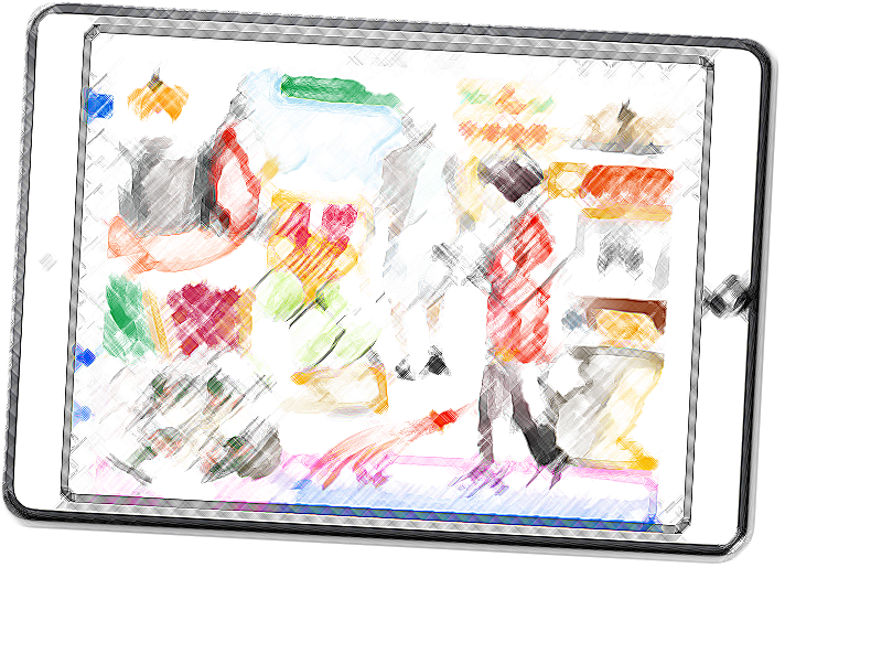 iPad에 Adobe Fresco 앱이 열려 있는 모습