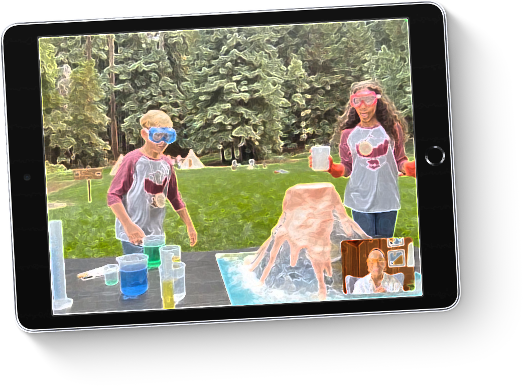 iPad의 영상 통화 중 센터 스테이지 기능이 사용되는 예시