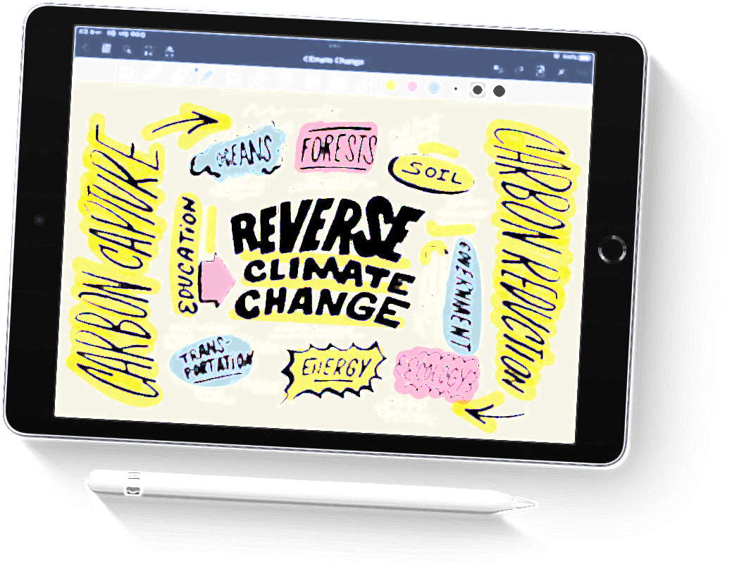 iPad의 Goodnotes 5 앱에서 편집 중인 손글씨 필기