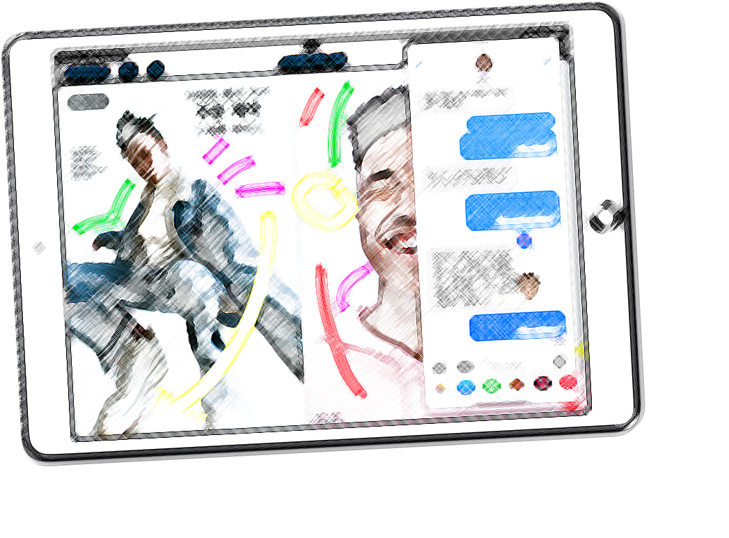 Keynote 마크업과 메시지가 함께 표시된 Split View